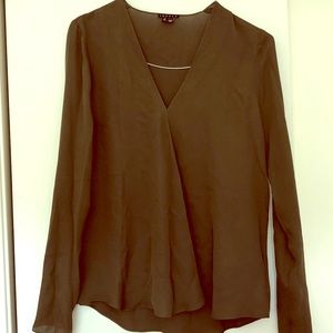 Rich olive green Theory silk shirt!